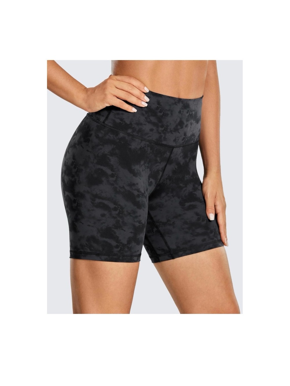CRZ YOGA Black Tie-Dye High-Waist Bike Shorts